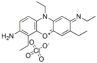 7-amino-3,6,10-triethyl-2-(ethylimino)-2,10-dihydrophenoxazin-5-ium perchlorate 结构式