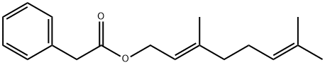 (E)-苯乙酸-3,7-二甲-2,6-辛二烯醇酯 结构式