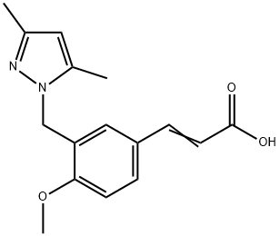 (2E)-3-{3-[(3,5-dimethyl-1H-pyrazol-1-yl)methyl]-4-methoxyphenyl}acrylic acid 结构式