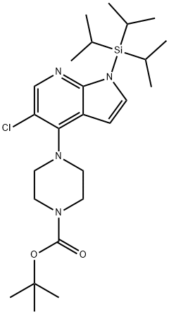 4-(5-氯-1-(三异丙基硅烷基)-1H-吡咯并[2,3-B]吡啶-4-基)哌嗪-1-甲酸叔丁酯 结构式