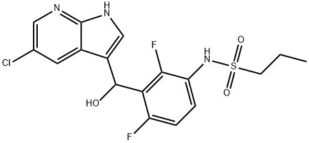 N-(3-((5-氯-1H-吡咯[2,3-B]吡啶-3-基)(羟基)甲基)-2,4-二氟苯基)丙烷-1-磺酰胺 结构式