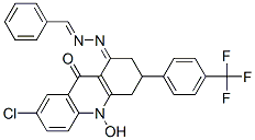 7-Chloro-10-hydroxy-3-[4-(trifluoromethyl)phenyl]-1-[(benzylideneamino )imino]-1,3,4,10-tetrahydro-9(2H)-acridinone 结构式