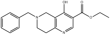 乙基 7-苯甲基-4-羟基-5,6,7,8-四氢-1,7-二氮杂萘-3-羧酸酯 结构式