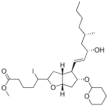 5-Iodo-5-[(3aR,4R,5R,6aS)-5-(tetrahydro-2H-pyran-2-yloxy)-4-[(1E,3S,5S)-3-hydroxy-5-methyl-1-nonenyl]hexahydro-2H-cyclopenta[b]furan-2-yl]valeric acid methyl ester 结构式