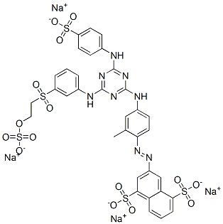 Sulfuric acid sodium=2-[[3-[[4-[[4-[4,8-bis(sodiooxysulfonyl)naphthalene-2-ylazo]-3-methylphenyl]amino]-6-[[4-(sodiooxysulfonyl)phenyl]amino]-1,3,5-triazine-2-yl]amino]phenyl]sulfonyl]ethyl ester salt 结构式