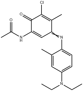 N-[5-氯-3-[4-(二乙基氨基)-2-甲基苯基亚氨基]-4-甲基-6-氧代-1,4-环己二烯基]乙酰胺 结构式