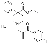 4-Fluorophenyl-1-methylene-2-(4-carbethoxy-4-phenylpiperidino)-ethyl k etone hydrochloride 结构式