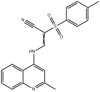 (E)-2-[(4-methylphenyl)sulfonyl]-3-[(2-methyl-4-quinolinyl)amino]-2-propenenitrile 结构式