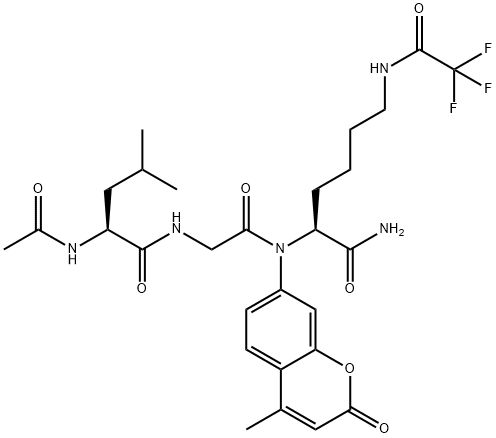 (S)-2-(2-((S)-2-ACETAMIDO-4-METHYLPENTANAMIDO)ACETAMIDO)-N-(4-METHYL-2-OXO-2H-CHROMEN-7-YL)-6-(2,2,2-TRIFLUOROACETAMIDO)HEXANAMIDE 结构式