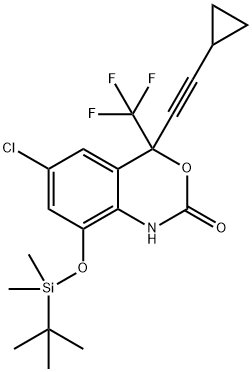 6-氯-4-(2-环丙基乙炔基)-8-[[(叔丁基)二甲基硅烷基]氧基]-1,4-二氢-4-(三氟甲基)-2H-3,1-苯并恶嗪-2-酮 结构式