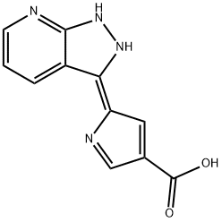 (2E)-2-(1,2-二氢-3H-吡唑并[3,4-B]吡啶-3-亚基)-2H-吡咯-4-羧酸 结构式