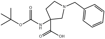 3-[(叔丁氧羰基)氨基]-1-(苯基甲基)-3-吡咯烷羧酸 结构式