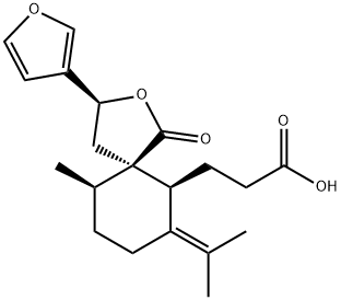 (3S,5R,6S,10R)-3-(3-Furanyl)-10-methyl-7-(1-methylethylidene)-1-oxo-2-oxaspiro[4.5]decane-6-propionic acid 结构式