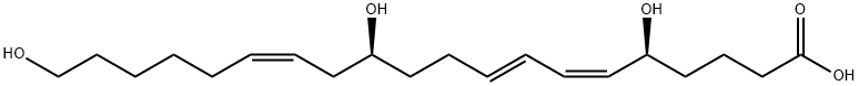 5,12,20-trihydroxy-6,8,14-eicosatrienoic acid 结构式