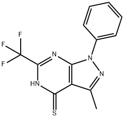 1-Phenyl-3-methyl-6-trifluoromethyl-pyrazolo(3,4-d)pyrimidine-4(5H)thione 结构式