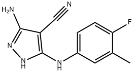 5-amino-3-(4-fluoro-3-methylanilino)-1H-pyrazole-4-carbonitrile 结构式