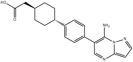 反式-4-[4-(7-氨基吡唑并[1,5-A]嘧啶-6-基)苯基]环己烷乙酸 结构式