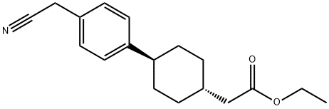 Cyclohexaneacetic acid, 4-[4-(cyanoMethyl)phenyl]-, ethyl ester, trans- 结构式