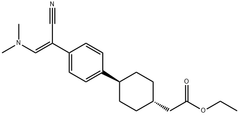 Cyclohexaneacetic acid, 4-[4-[(1Z)-1-cyano-2-(diMethylaMino)ethenyl]phenyl]-, ethyl ester, trans- 结构式