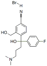 4-[4-(二甲氨基)-1-(4-氟苯基)-1-羟丁基]-3-羟甲基苯腈氢溴酸盐 结构式