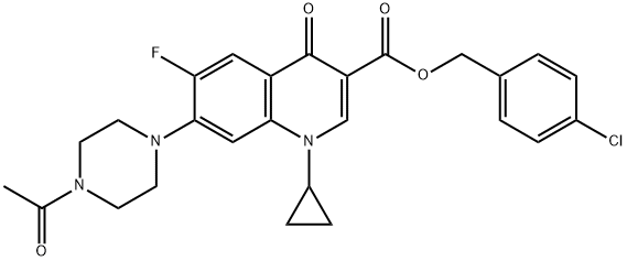 (4-氯苯基)甲基 7-(4-乙酰基-1-哌嗪基)-1-环丙基-6-氟-1,4-二氢-4-氧代-3-喹啉甲酸酯 结构式