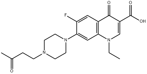 1-乙基-6-氟-1,4-二氢-4-氧代-7-[4-(3-氧代丁基)-1-哌嗪基]-3-喹啉羧酸 结构式