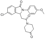 1-((6-Chloro-2,3-dihydro-2-(4-methoxyphenyl)-3-oxo-1H-isoindol-1-yl)ac etyl)-4-piperidinone 结构式