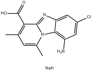 9-Amino-7-chloro-1,3-dimethylpyrido[1,2-a]benzimidazole-4-carboxylic acid sodium salt 结构式