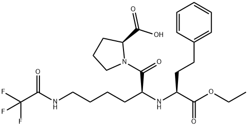 N2-[1-(S)-乙氧羰基-3-苯丙基]-N6-三氟乙酰基-L-赖氨酸-L-脯氨酸 结构式