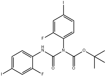 t-Butyl 2-fluoro-4-iodophenyl(2-fluoro-4-iodophenylcarbamoyl)carbamate 结构式