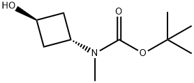 N-(反式-3-羟基环丁基)-N-甲基氨基甲酸叔丁酯 结构式