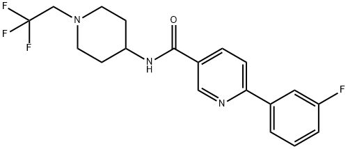 6-(3-氟苯基)-N-[1-(2,2,2-三氟乙基)-4-哌啶基]-3-吡啶羧酰胺 结构式