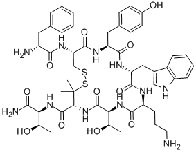 D-PHE-CYS-TYR-D-TRP-ORN-THR-PEN-THR-NH2 结构式