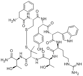 D-PHE-CYS-TYR-D-TRP-ARG-THR-PEN-THR-NH2(DISULFIDE BRIDGE:CYS2-PEN7) 结构式