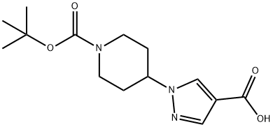 4-(4-Carboxy-pyrazol-1-yl)-piperidine-1-carboxylic acid tert-butyl ester 结构式