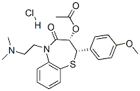 (2R-反式)-3-(乙酰氧基)-5-[2-(二甲基氨基)乙基]-2,3-二氢-2-(4-甲氧基苯基)-1,5-苯并硫氮杂卓-4(5H)-酮单盐酸盐 结构式