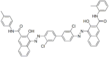 2-Naphthalenecarboxamide, 4-[[3,3'-dichloro-4'-[[2- hydroxy-3-[[(2-methylphenyl)amino]carbonyl]-1-naphthalenyl ]azo][1,1'-biphenyl]-4-yl]azo]-3-hydroxy- N-(4-methylphenyl)- 结构式