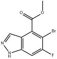 METHYL 5-BROMO-6-FLUORO-1H-INDAZOLE-4-CARBOXYLATE 结构式