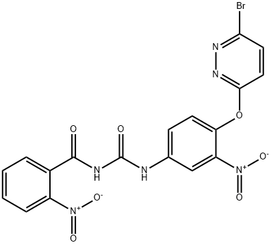 N-[[4-(6-bromopyridazin-3-yl)oxy-3-nitro-phenyl]carbamoyl]-2-nitro-ben zamide 结构式