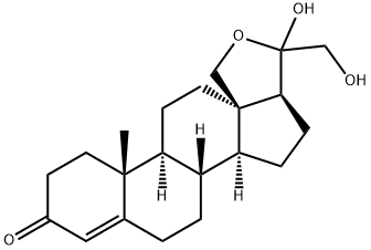 18,20-cyclo-20,21-dihydroxy-4-pregnen-3-one 结构式