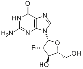 9-(2-脱氧-2-氟阿拉伯呋喃基)鸟嘌呤 结构式