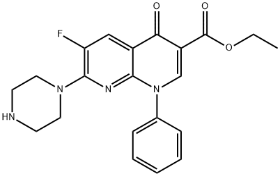 6-FLUORO-4-OXO-1-PHENYL-7-PIPERAZIN-1-YL-1,4-DIHYDRO-[1,8]NAPHTHYRIDINE-3-CARBOXYLIC ACID ETHYL ESTER 结构式