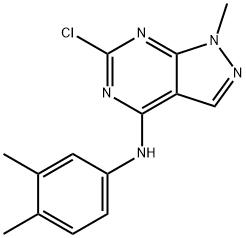 6-Chloro-N-(3,4-dimethylphenyl)-1-methyl-1H-pyrazolo[3,4-d]pyrimidin-4-amine 结构式