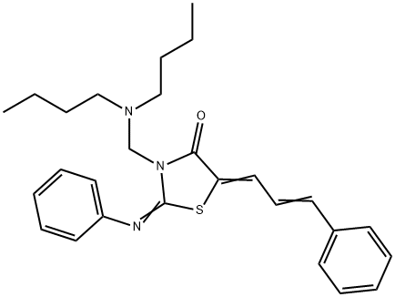 3-((Dibutylamino)methyl)-5-cinnamylidene-2-(phenylimino)-4-thiazolidin one 结构式