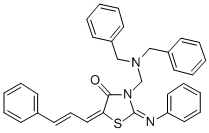 4-Thiazolidinone, 5-cinnamylidene-3-((dibenzylamino)methyl)-2-(phenyli mino)- 结构式