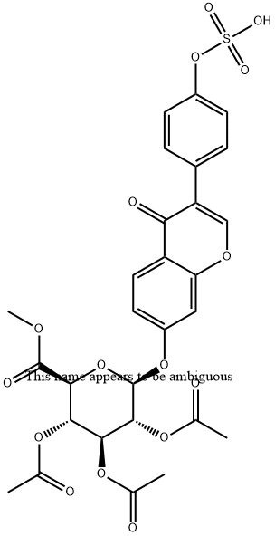 4-氧代-3-[4-(磺基氧基)苯基]-4H-1-苯并吡喃-7-基 BETA-D-吡喃葡糖苷酸 6-甲酯 2,3,4-三乙酸酯 结构式