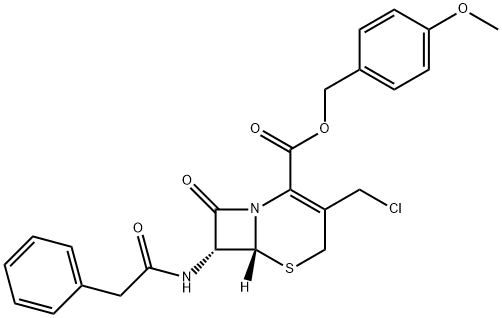 7-苯乙酰氨基-3-氯甲基-4-头孢烷酸对甲氧基苄酯 结构式