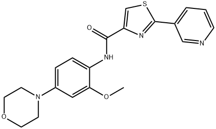 N-[2-甲氧基-4-(4-吗啉基)苯基]-2-(3-吡啶基)-4-噻唑甲酰 结构式