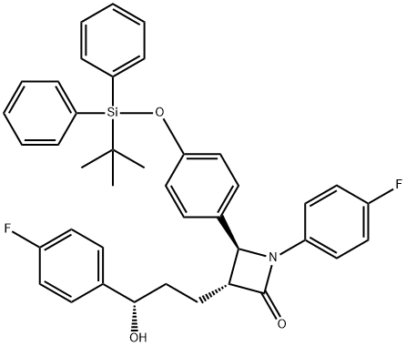 (3R,4S)-4-[4-[[(叔丁基)二苯基硅烷基]氧基]苯基]-1-(4-氟苯基)-3-[(3S)-3-(4-氟苯基)-3-羟基丙基]-2-氮杂环丁酮 结构式