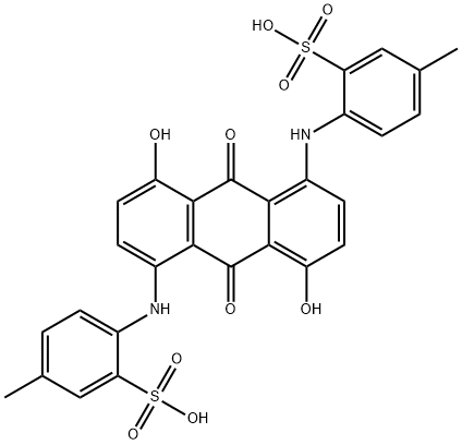 2,2'-[[(9,10-Dihydro-4,8-dihydroxy-9,10-dioxoanthracene)-1,5-diyl]bisimino]bis(5-methylbenzenesulfonic acid) 结构式